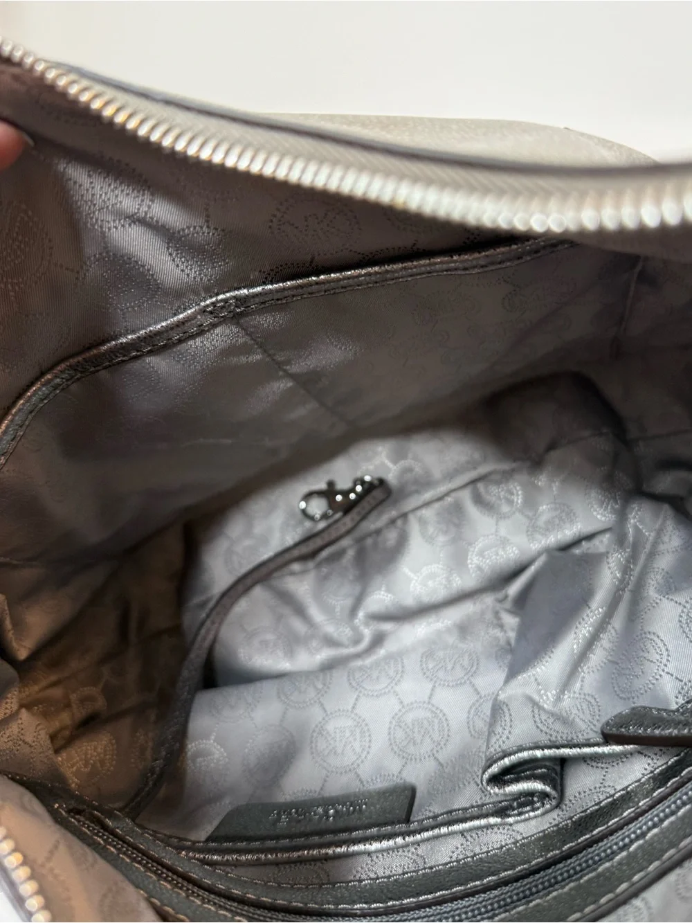 Michael Kors Metallic Silver Shoulder Hobo Bag